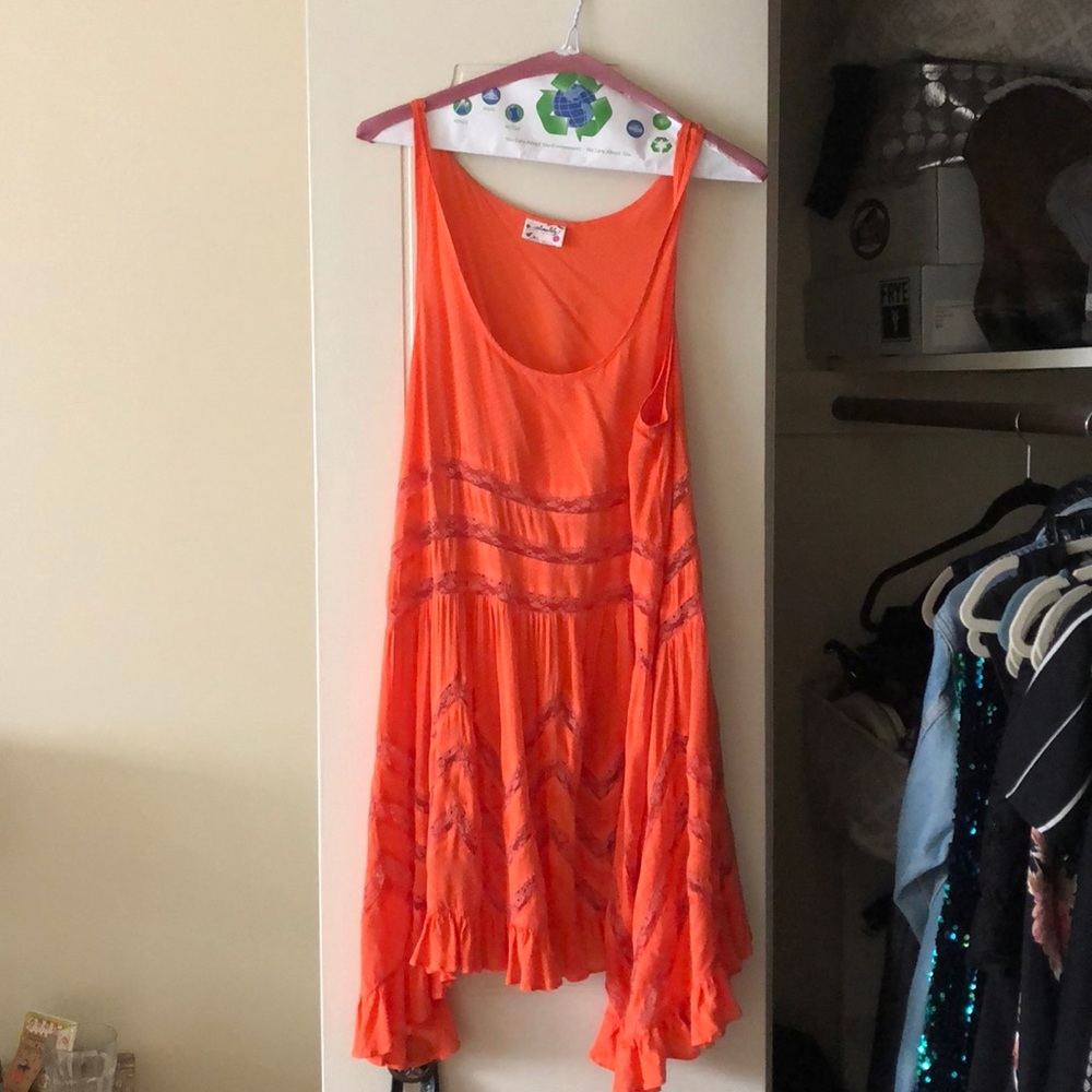 Voile and lace trapeze dress